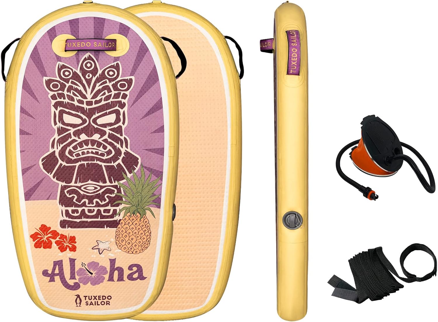 Tuxedo Sailor Body Board – Tabla de playa para niños, tabla de surf ultraligera de PVC para playa y piscina, con correas de muñeca envolventes,