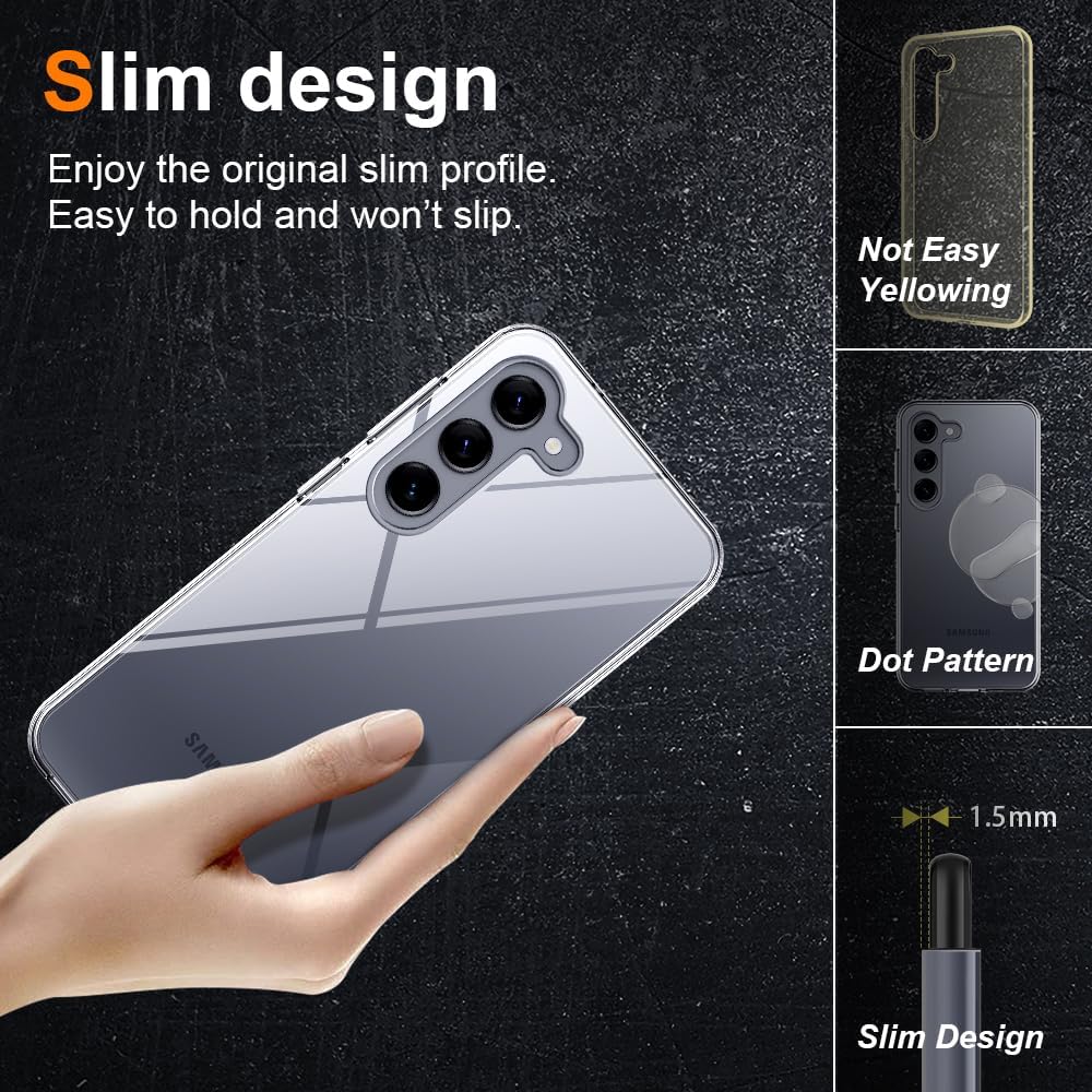Funda transparente para Samsung Galaxy S23 Plus. Funda protectora de silicona TPU de plástico transparente de ajuste delgado y suave para Samsung