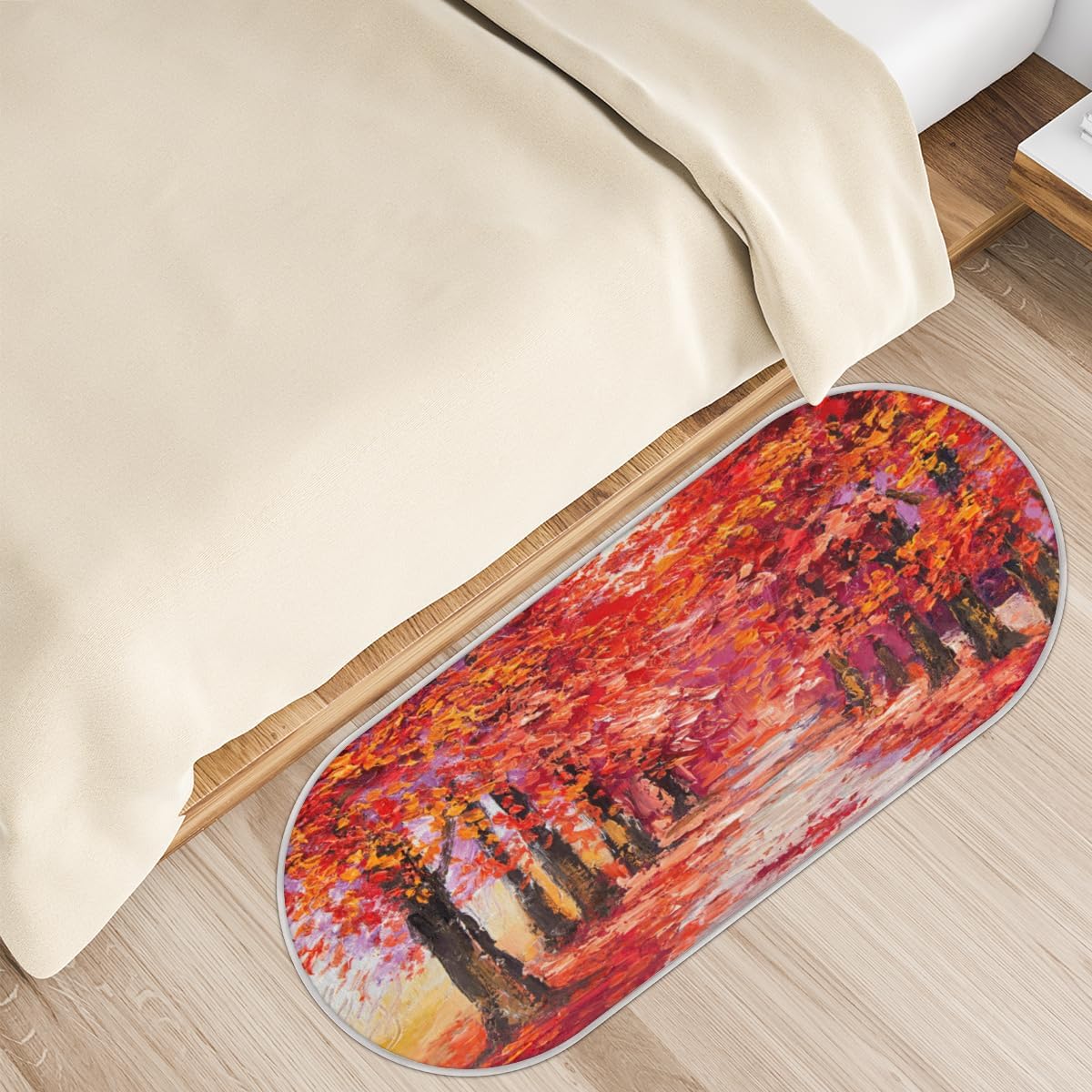 Tapete de baño de espuma viscoelástica con diseño de árbol de arce, suave y acogedor, absorbente de agua, antideslizante, tapete de baño de