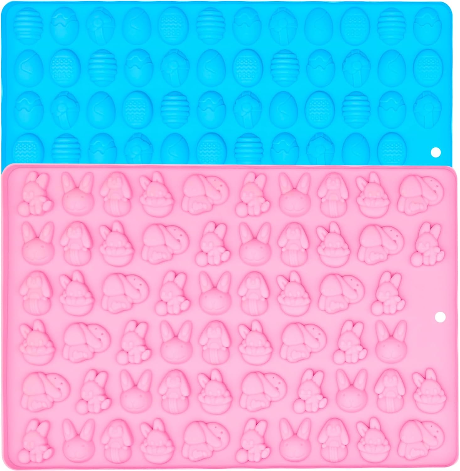 Paquete de 2 moldes de silicona para chocolate, mini conejito de Pascuahuevos de Pascua para dulces, gelatina, galletas, decoración de pasteles