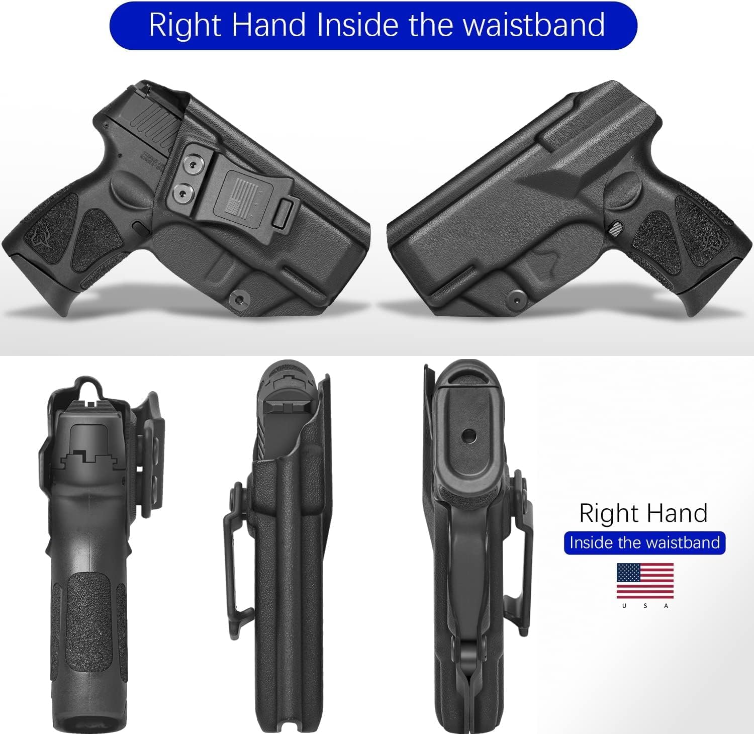Adjustable Flexible Carry Carbon Fiber Gun Holster – Inside & Outside Waistband, Durable, Lightweight – Sweatproof & Anti-Scratch, Concealed Holster