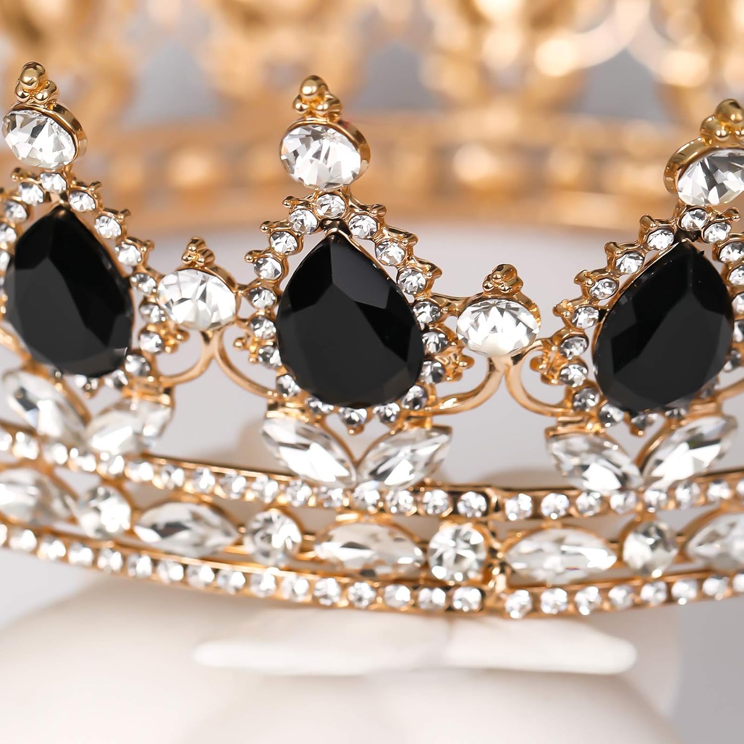 FORSEVEN Corona de reina con diamantes de imitación, coronas y tiaras de boda para mujer, accesorios para el cabello, corona de cumpleaños de