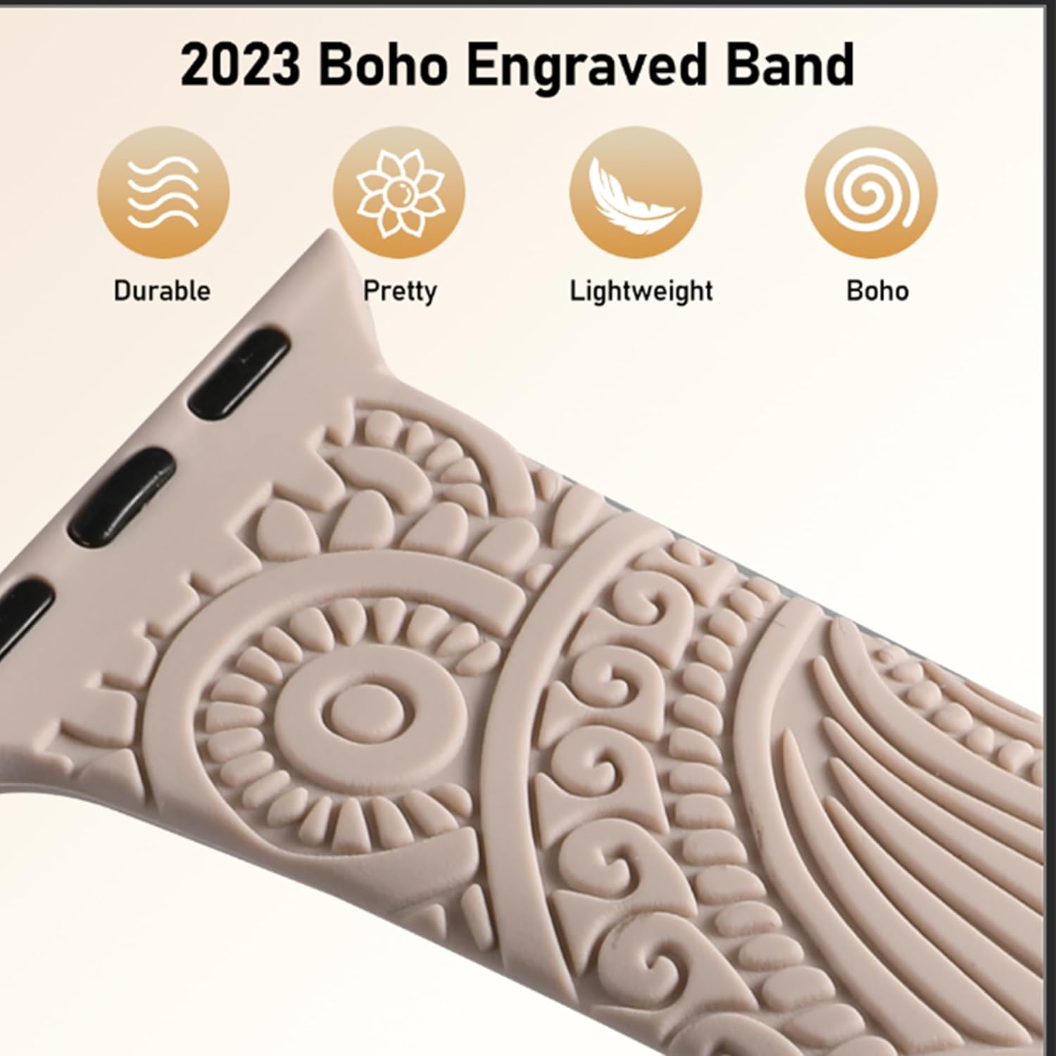 TOYOUTHS Paquete de 6 correas bohemias grabadas compatibles con Apple Watch de 1.772 pulgadas, 1.732 pulgadas, 1.654 pulgadas, 1.732 pulgadas,