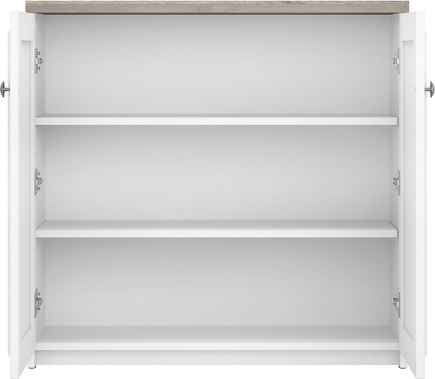 Bush Fairview – Armario de almacenamiento pequeño de 30.71 pulgadas con 3 estantes, gris Shiplap grisblanco puro (WC53696-03)