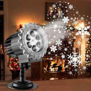 Luces de proyector de nieve de Navidad, MILPROX para interiores y exteriores, luces de proyector de copo de nieve, lámpara giratoria transparente Luces de proyector de nieve de Navidad, MILPROX para interiores y exteriores, luces de proyector de copo de nieve, lámpara giratoria transparente