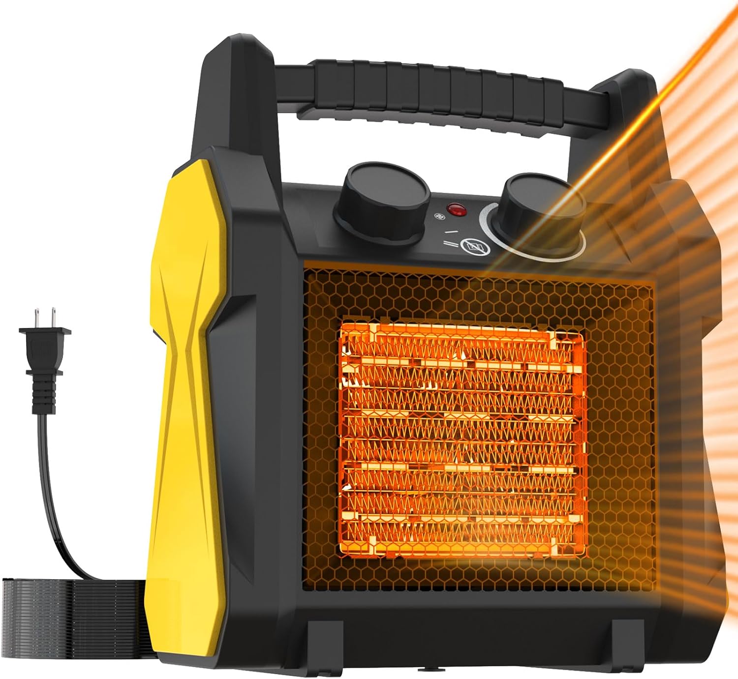 Calentadores para exteriores para patio, calentador eléctrico portátil de garaje de 1500 W con protección contra vuelcos, protección contra