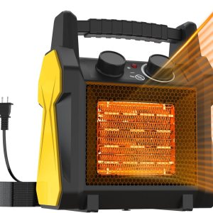 Calentadores para exteriores para patio, calentador eléctrico portátil de garaje de 1500 W con protección contra vuelcos, protección contra Calentadores para exteriores para patio, calentador eléctrico portátil de garaje de 1500 W con protección contra vuelcos, protección contra