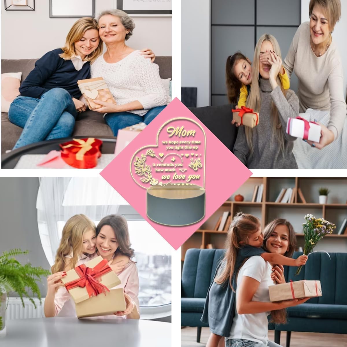 Regalos para mujeres, regalos de cumpleaños para mamá, regalos de Navidad para mujeres, lámpara de luz nocturna grabada en acrílico, regalos para