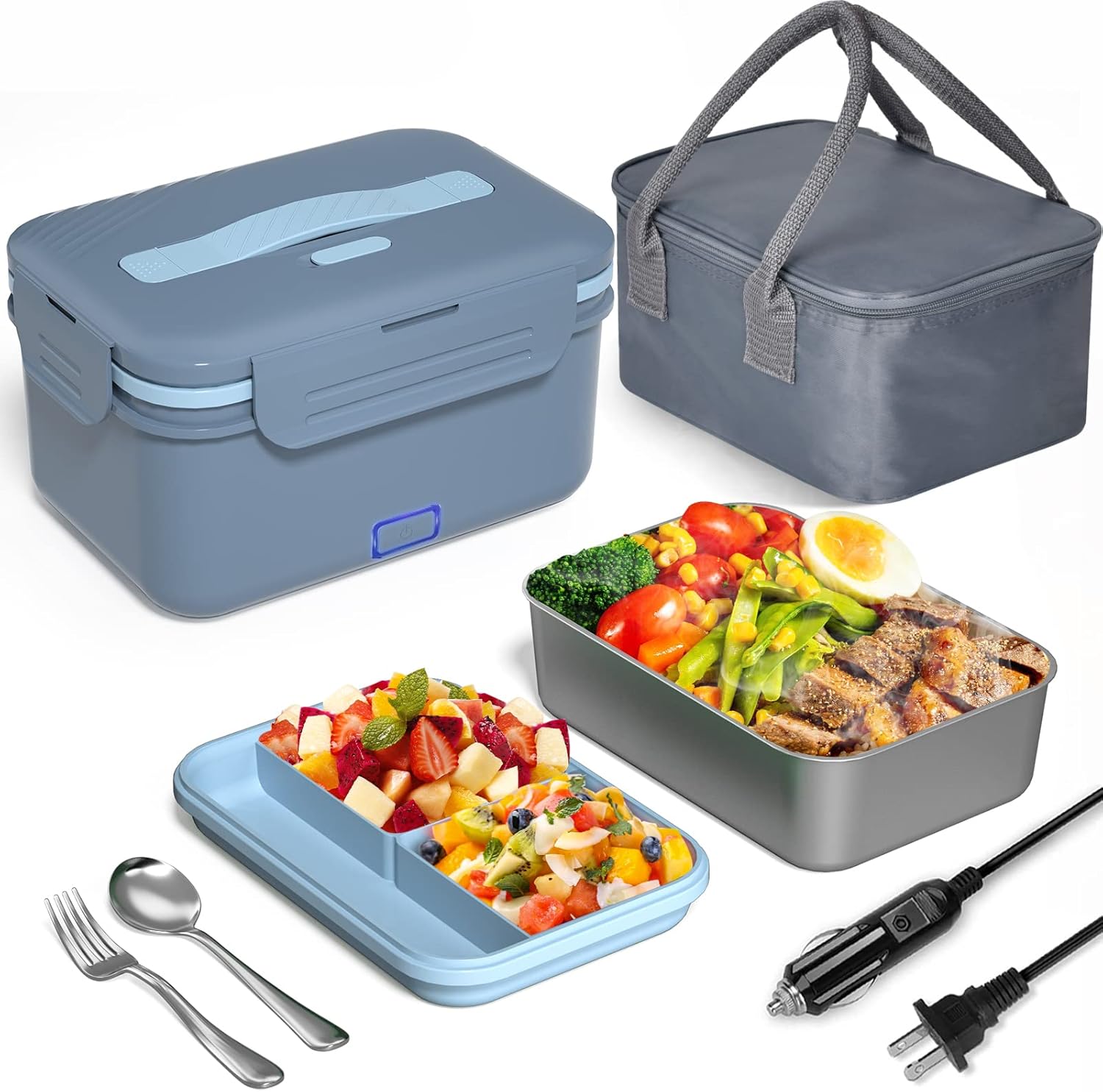 Fiambrera eléctrica calentador de alimentos, calentador de alimentos portátil de alta potencia de 100 W, lonchera térmica para adultos