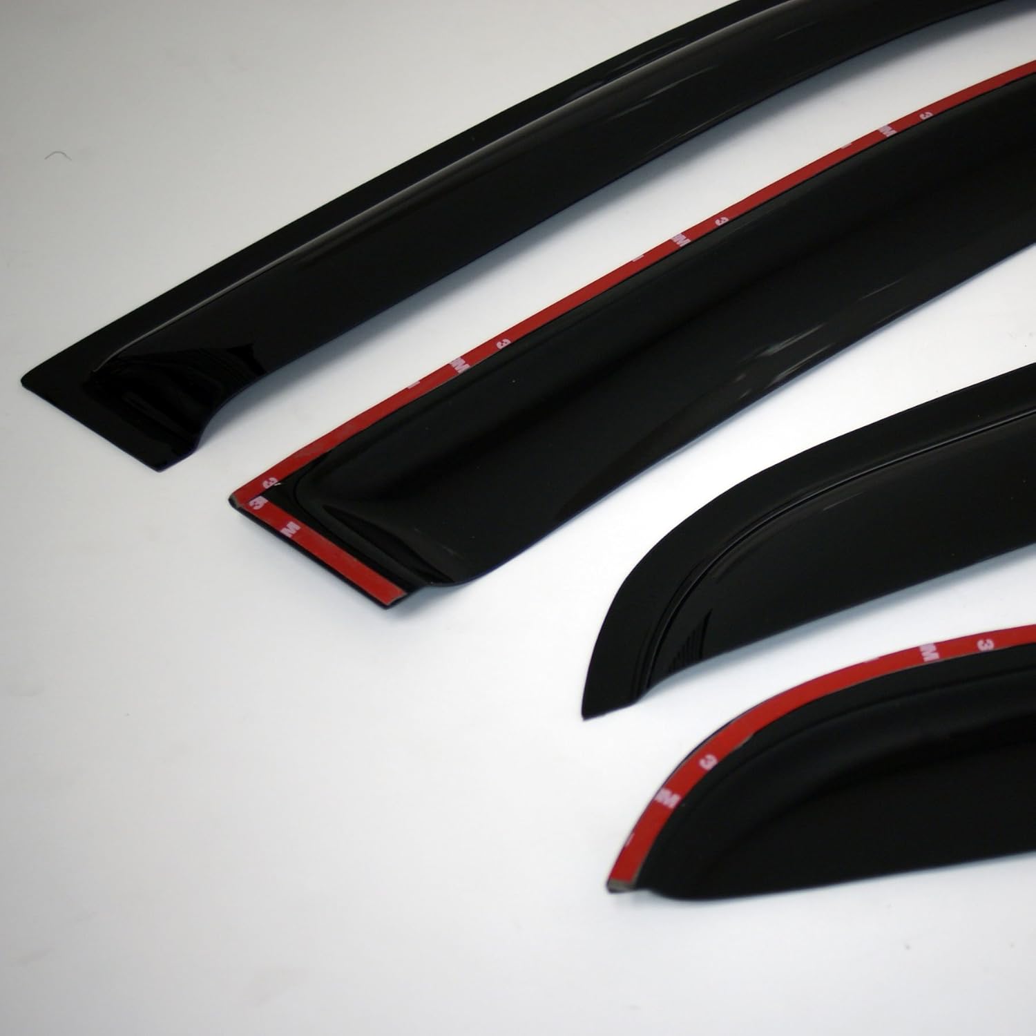 Tuningpros WD2-749 Deflector de visera de ventana de montaje exterior, protector contra la lluvia, color humo oscuro, juego de 4 piezas compatible