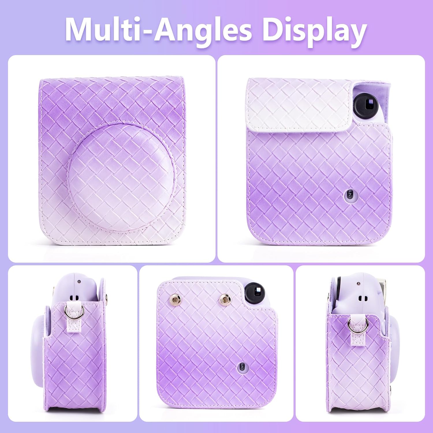 MUZIRI KINOKOO Funda para cámara de película instantánea Fujifilm Instax Mini 12Polaroid Mini 12, funda protectora de piel sintética con tejido