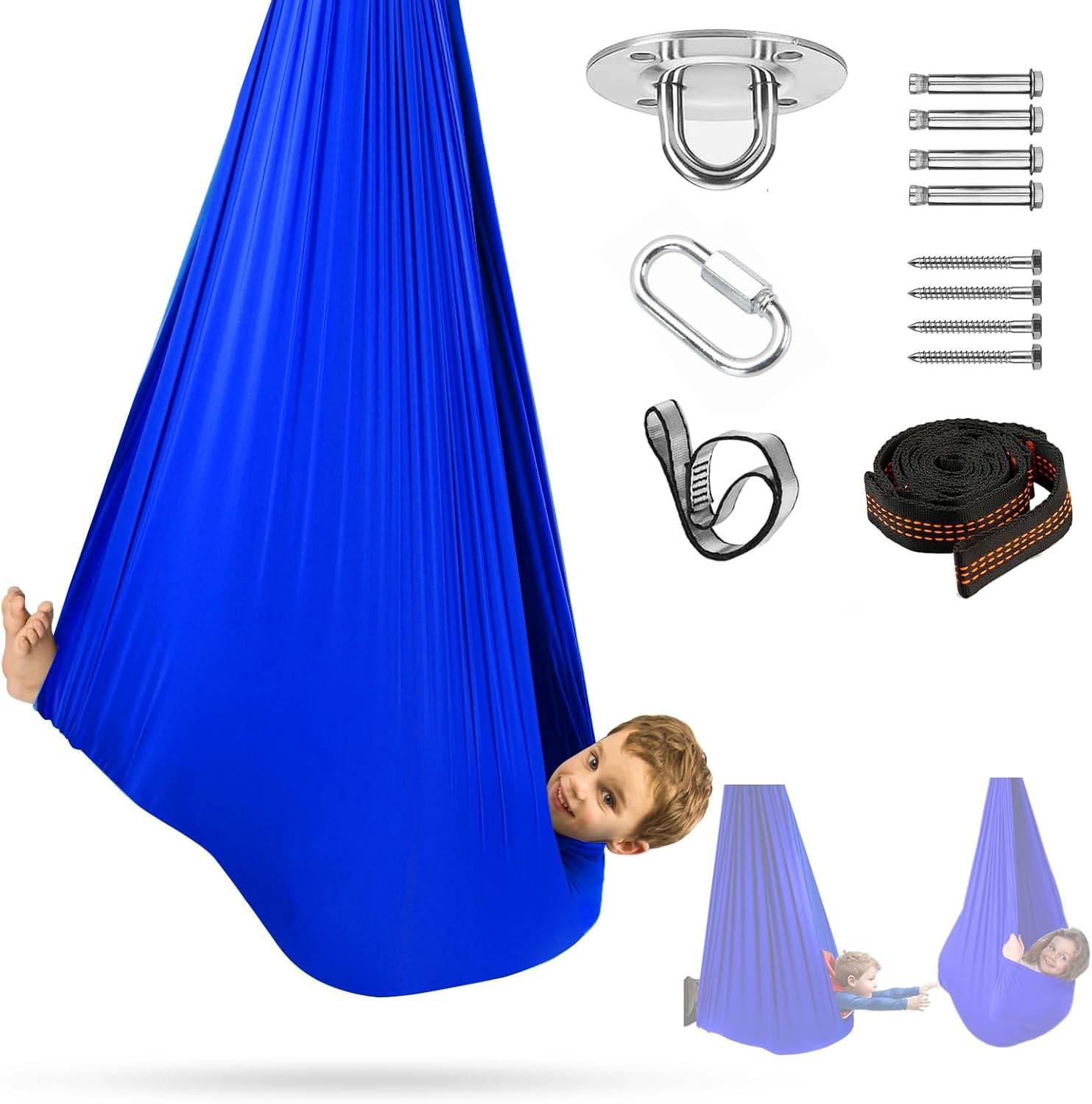 Columpio sensorial, columpio de terapia para niños y adultos, columpio para acurrucarse en interiores y exteriores, hamaca columpio para niños con