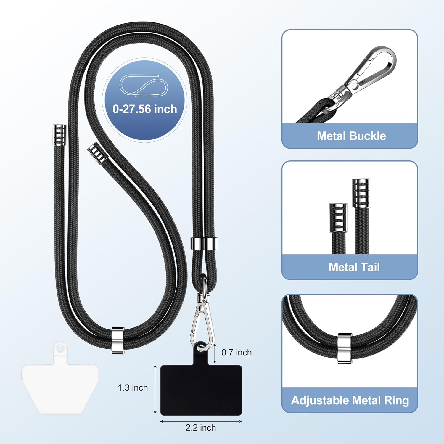 Cordón universal para teléfono celular, cordón cruzado con correa ajustable de nailon para el cuello, compatible con cada teléfono móvil (paquete de