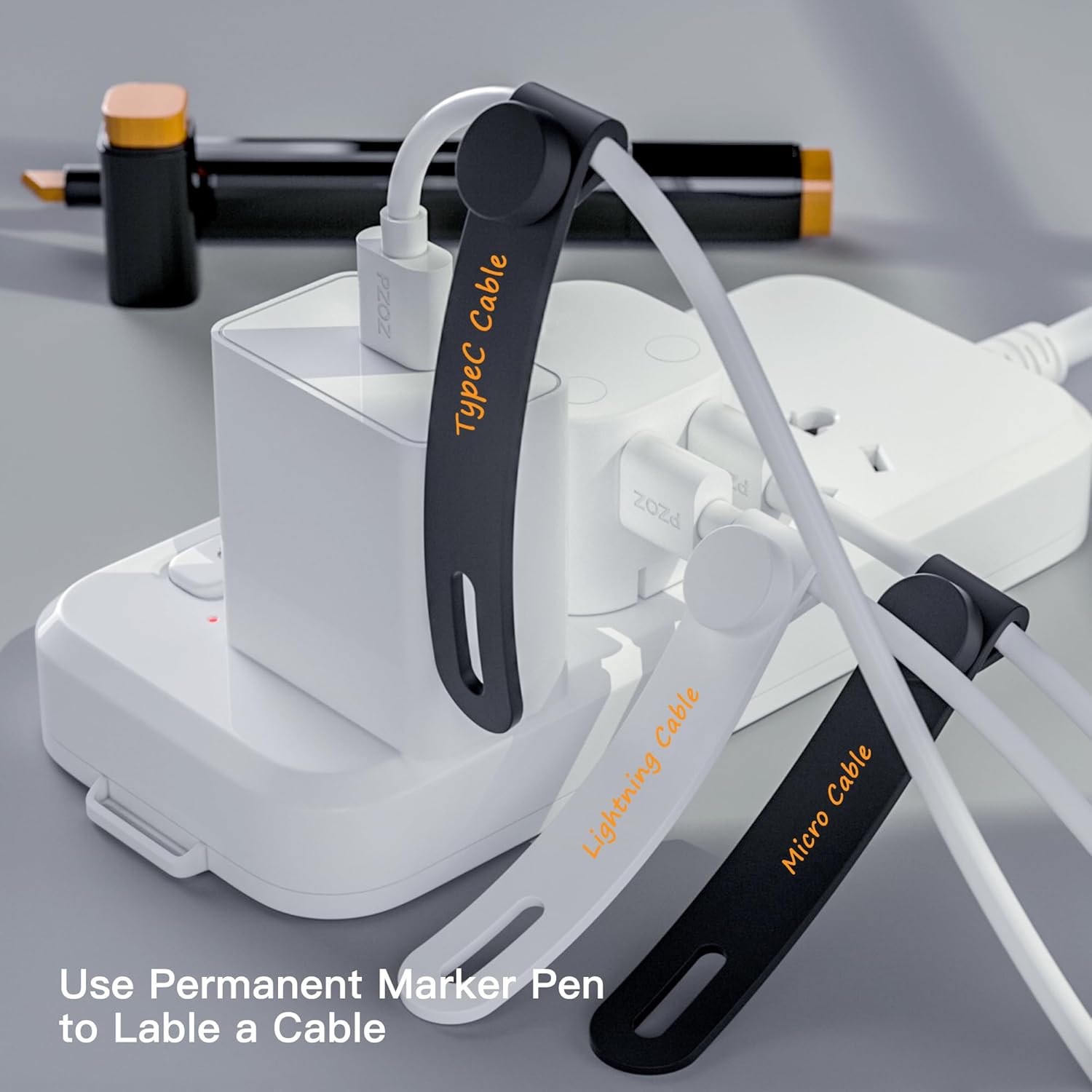 PZOZ Bridas magnéticas reutilizables para cables, organizador de cables de silicona elástica, soporte de gestión de correas para iPhone, cargador de