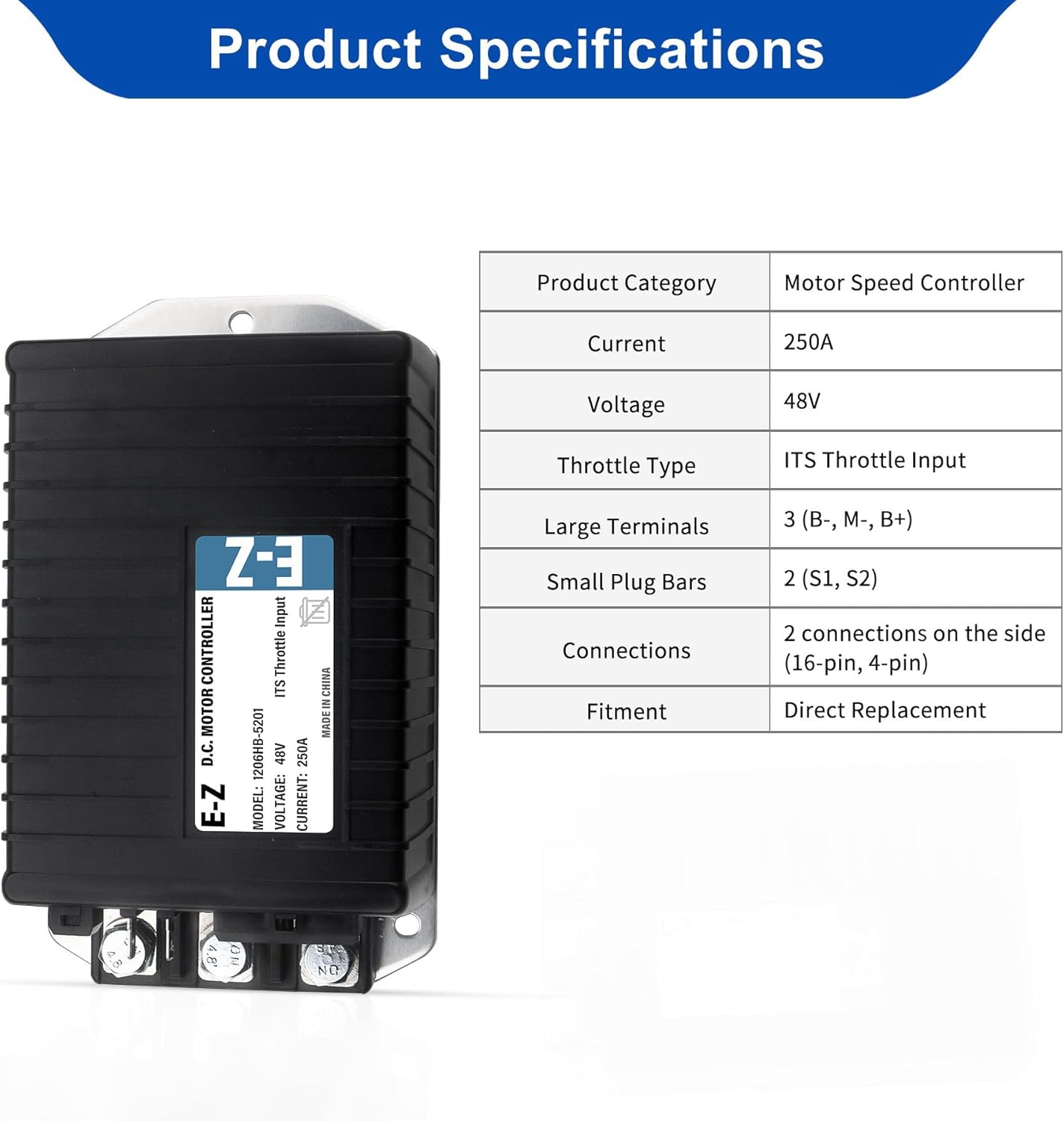 1206HB-5201 48V 250A 612632 para EZGO para Curtis para TXT, reemplazar 1206HB 5201 DC Motor Speed Controller ITS Acelerador se adapta a Express