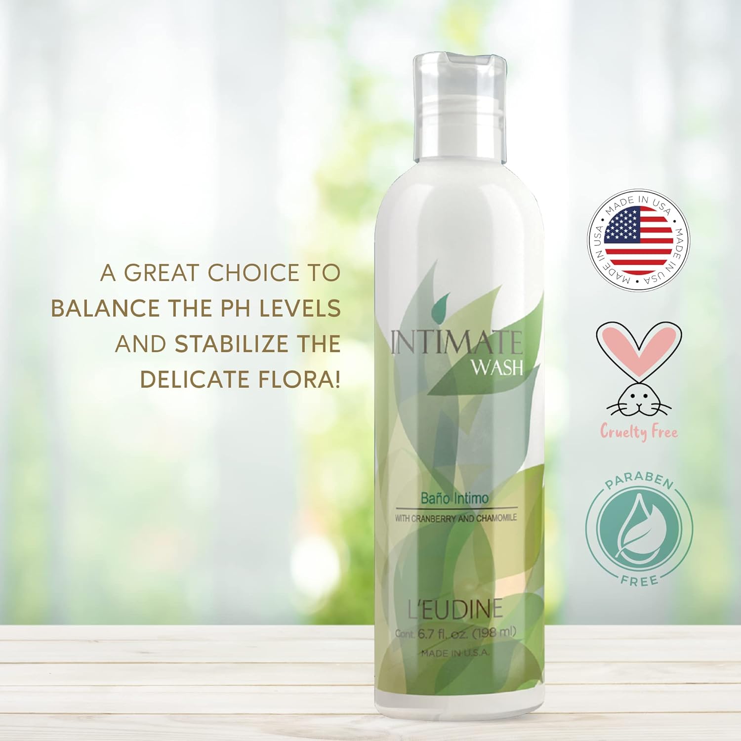 L’EUDINE Feminine Care – Jabón corporal de 6.7 onzas líquidas, lavado femenino que equilibra el pH con manzanilla, aloe vera, lavado íntimo para