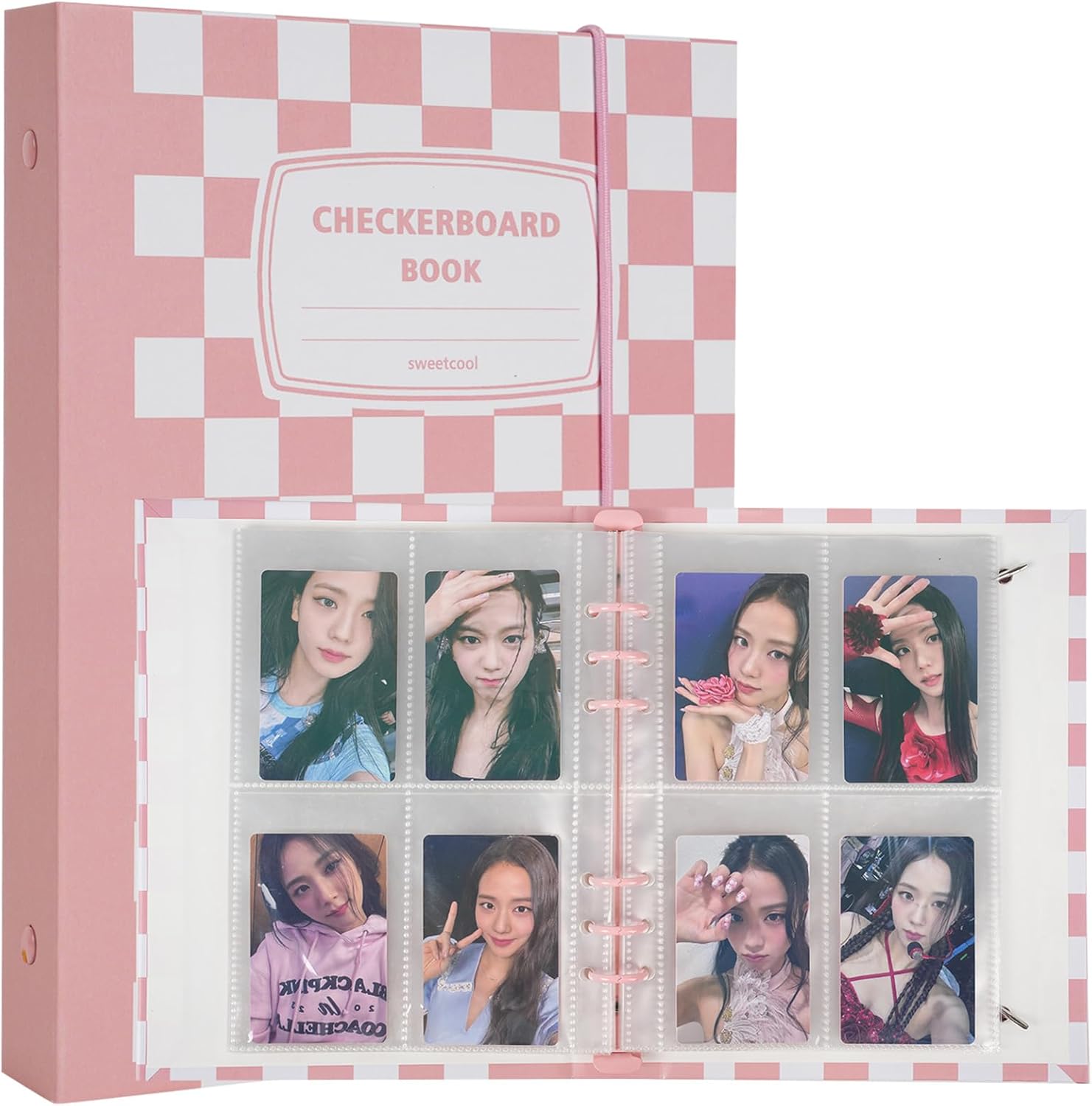 Álbum de tarjeta fotográfica de plástico rosa A5 con 30 páginas interiores, capacidad de 120 hojas