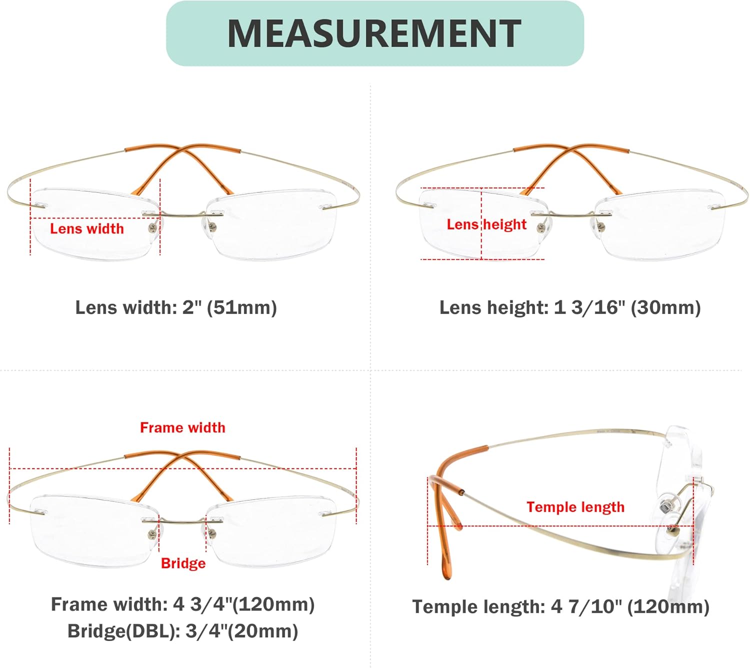 Gafas de lectura sin marco Eyekepper, en titanio, para lectores hombres y mujeres, 1