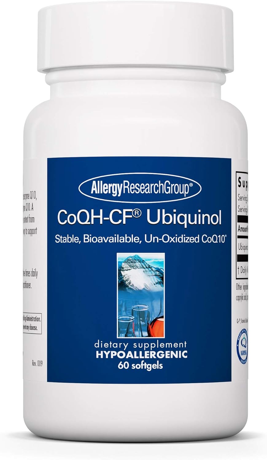Allergy Research Group – CoQH-CF Ubiquinol – Antioxidante CoQ10, Estable, Biodisponible – 60 cápsulas blandas