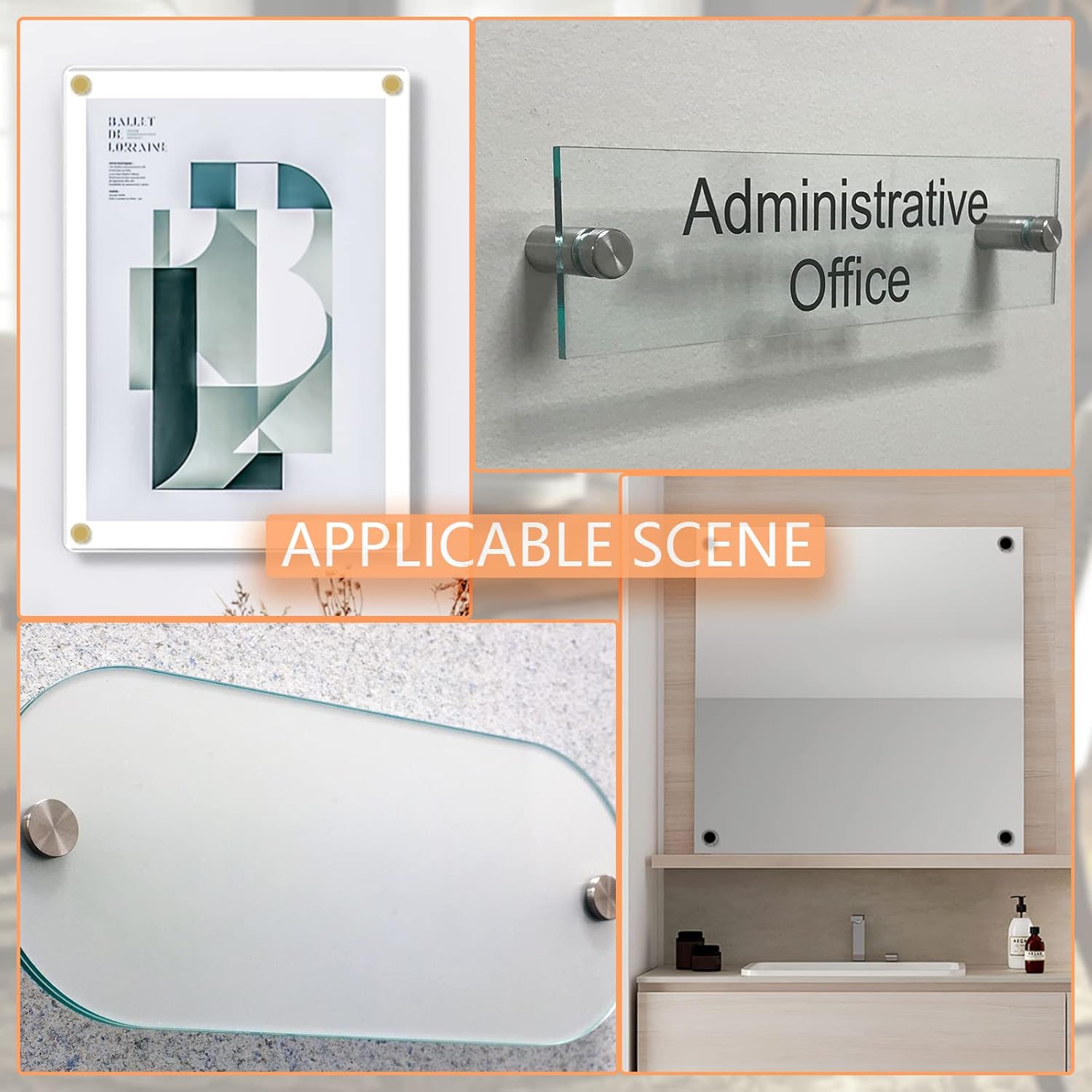 4 juegos de tornillos de separación de acero inoxidable dorados, letreros de montaje en pared, accesorios para colgar marcos de fotos de vidrio