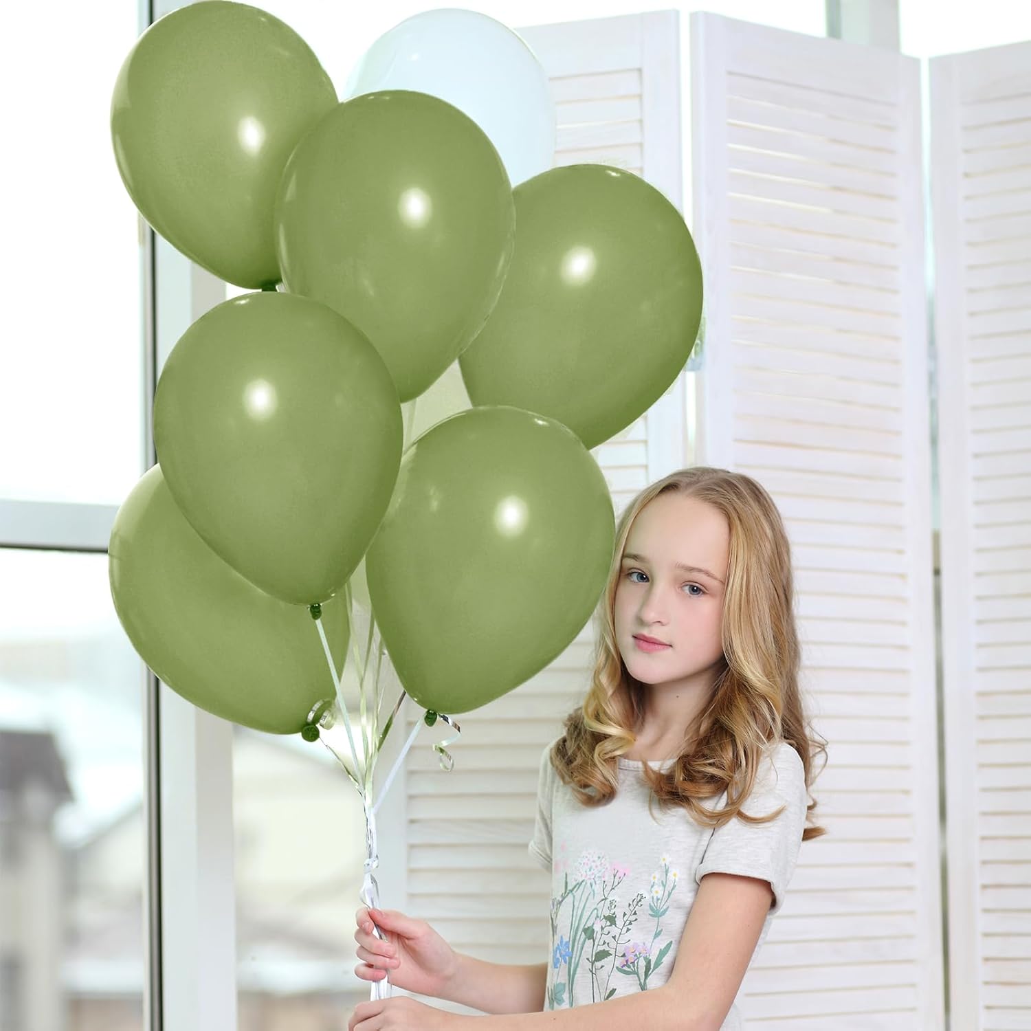 RUBFAC Globos de color verde salvia, 50 globos de fiesta y cinta de 12 pulgadas, globos de látex gruesos para cumpleaños, bodas, baby shower,