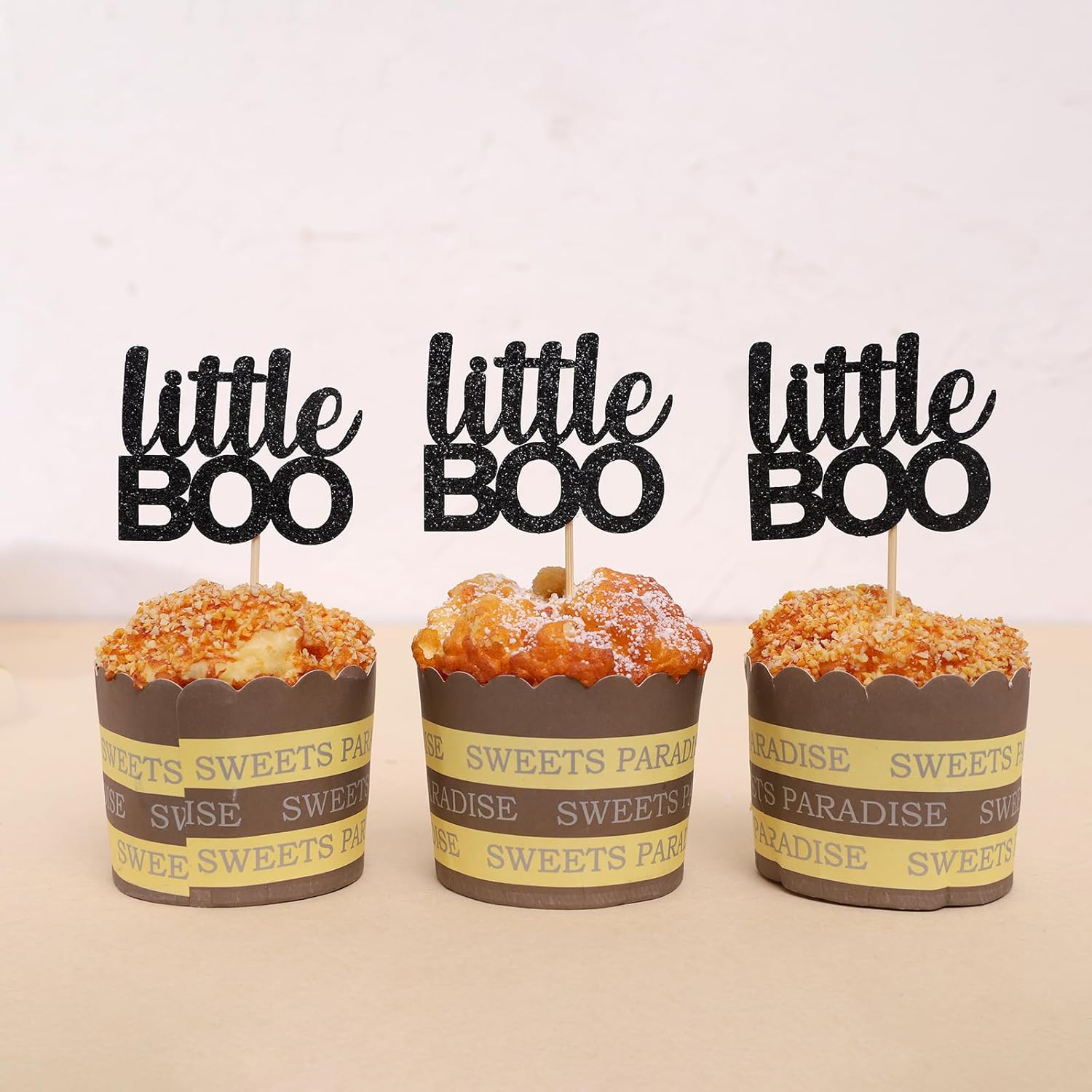 12 piezas hechas a mano para cupcakes Little Boo  Decoraciones de Halloween Baby Shower, decoración de octubre Baby Shower, pancarta de otoño para