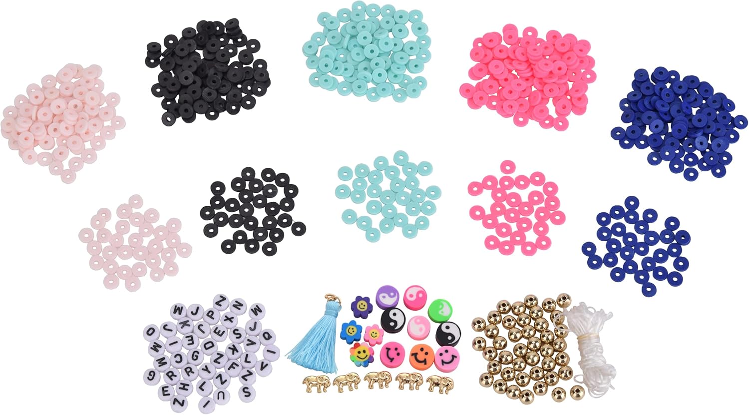 Ivory Ella Kit de fabricación de joyas para niñas, adolescentes, 730 piezas, suministros incluyen cuentas mixtas, discos, dijes, borla, cuerda