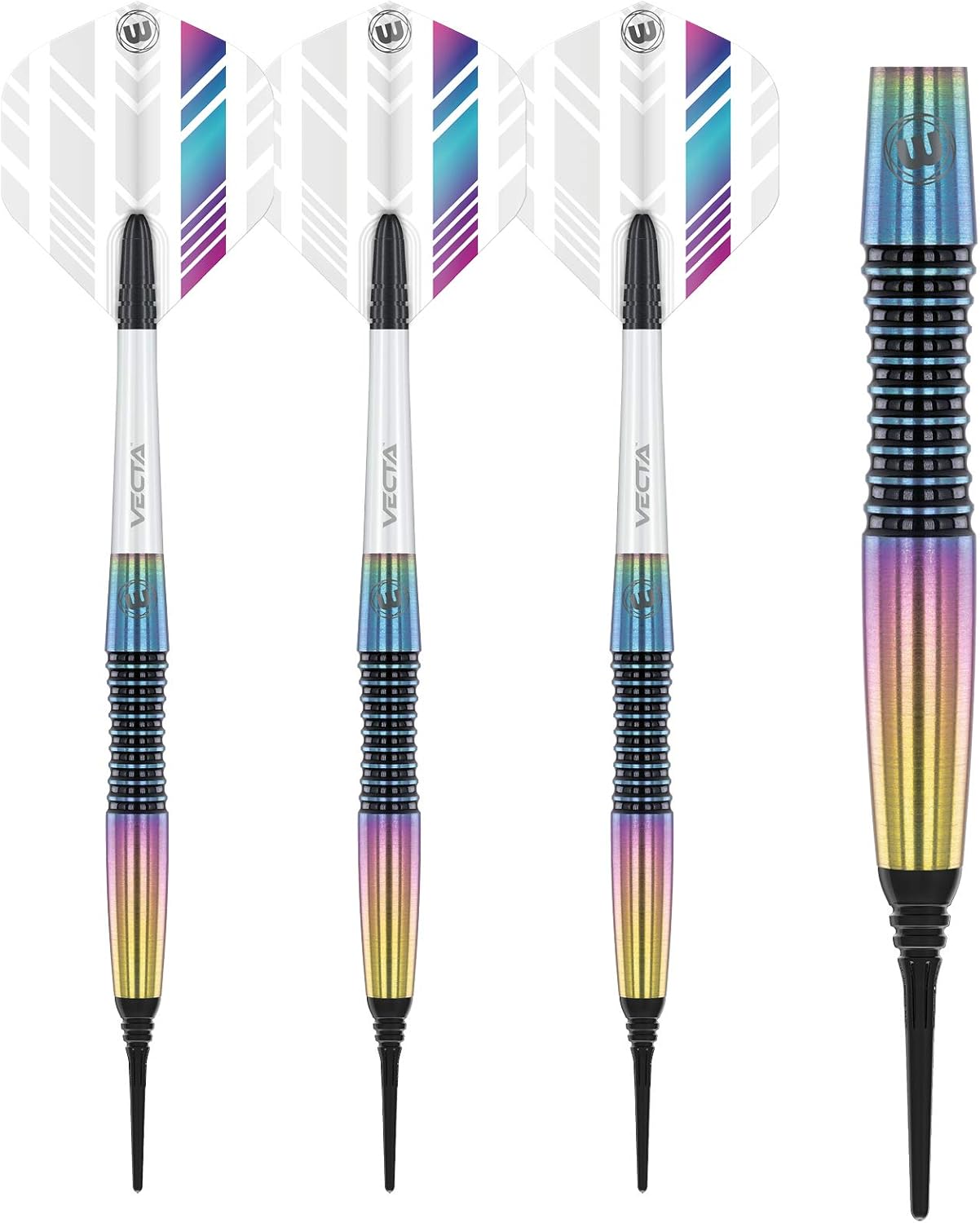 WINMAU Elektra – Dardos de tungsteno 90% con vuelos de prisma y ejes Vecta (tallos) Pesos disponibles de 0.78 oz-0.85 oz-0.92 oz, agarre urbano,