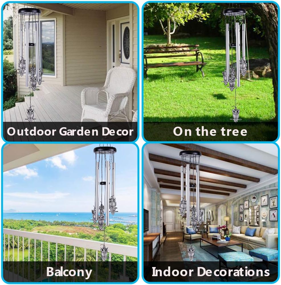 Campanillas de viento de búho al aire libre para decoración de interiores, campanas de viento de búho hechas a mano, campana de viento romántica