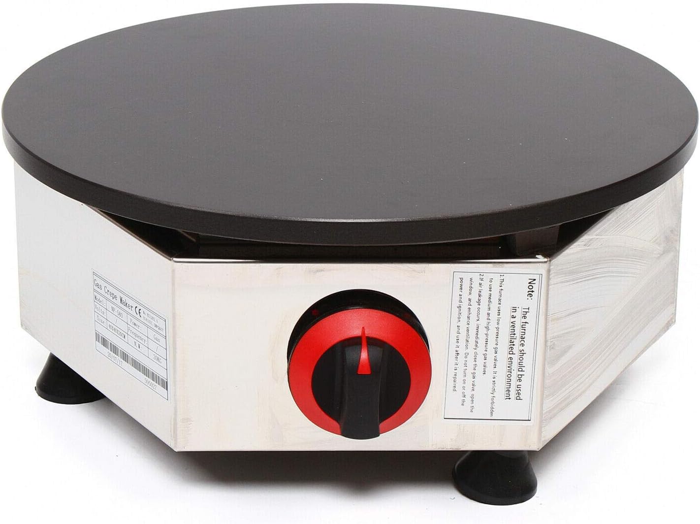 Máquina comercial para hacer crepas de gas, control de temperatura ajustable, mini máquina de panqueques de acero inoxidable, plancha de encimera de