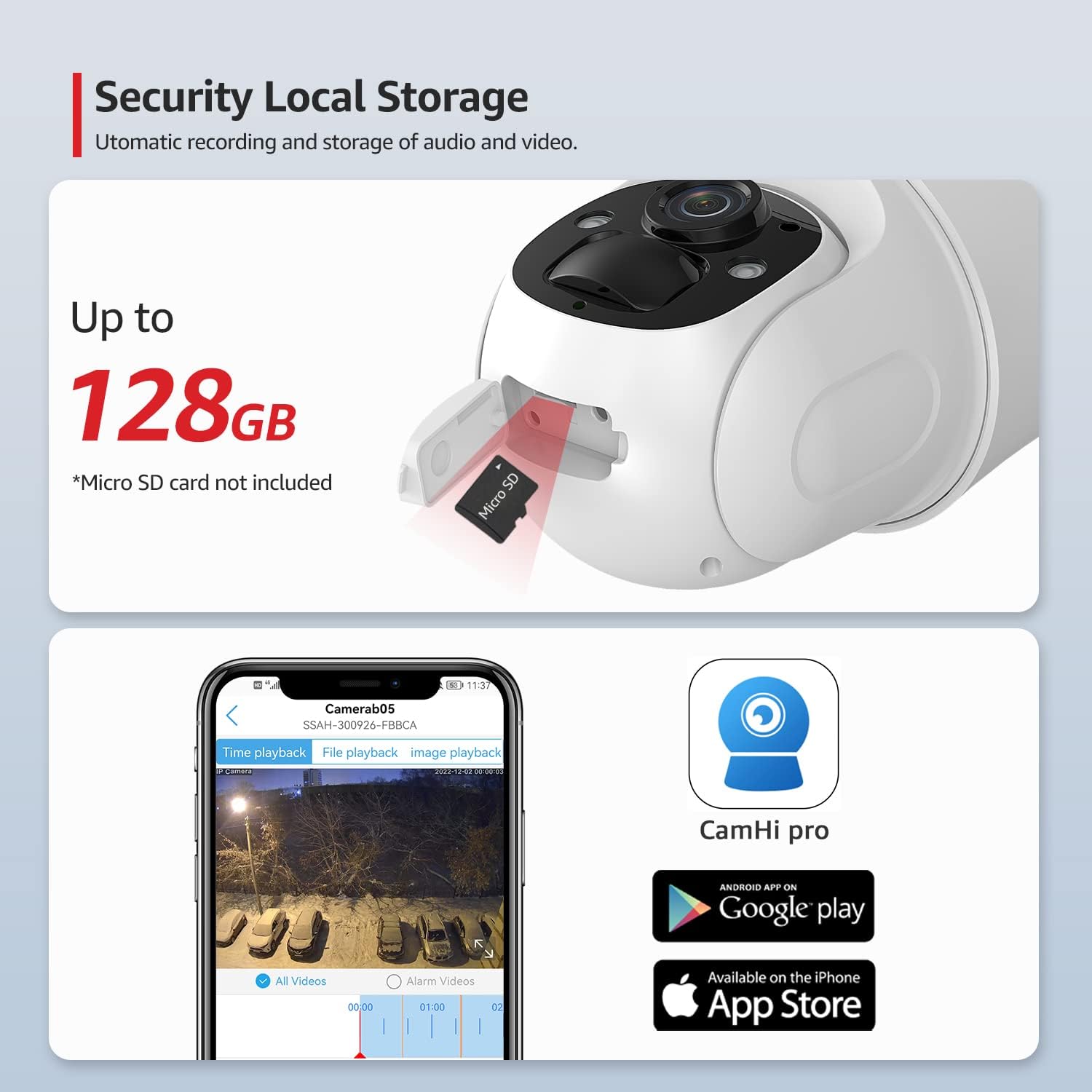 BOAVISION Cámara de seguridad alimentada por batería para exteriores, inclinación panorámica, visión de 355, IP66, impermeable, recargable,