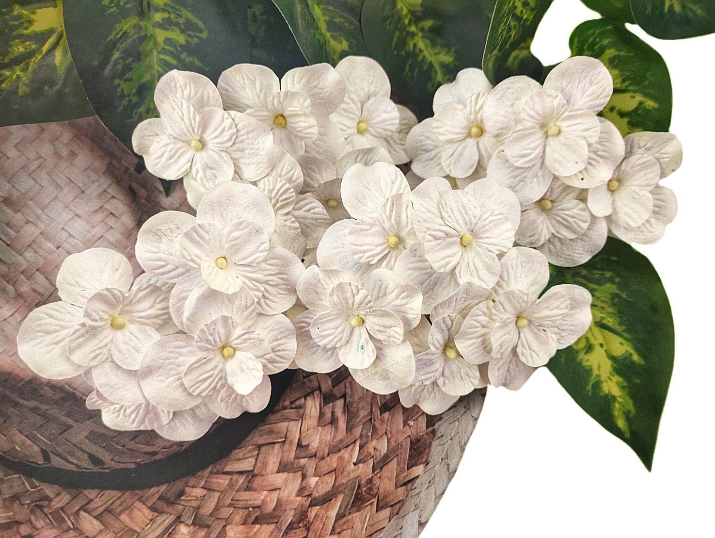 JAKAPAN Flores de hortensias de papel de morera, flores artificiales con tallos de alambre para bodas, fiestas, decoración del hogar, adornos de