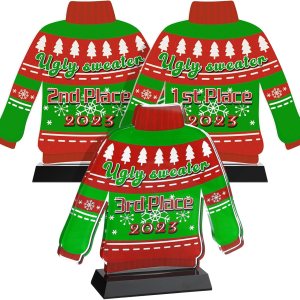 Soaoo Suéter feo de Navidad de 6.7 pulgadas, suéter de Navidad de acrílico de 6.7 pulgadas, premio trofeo para fiesta, trofeo de primer segundo y Soaoo Suéter feo de Navidad de 6.7 pulgadas, suéter de Navidad de acrílico de 6.7 pulgadas, premio trofeo para fiesta, trofeo de primer segundo y