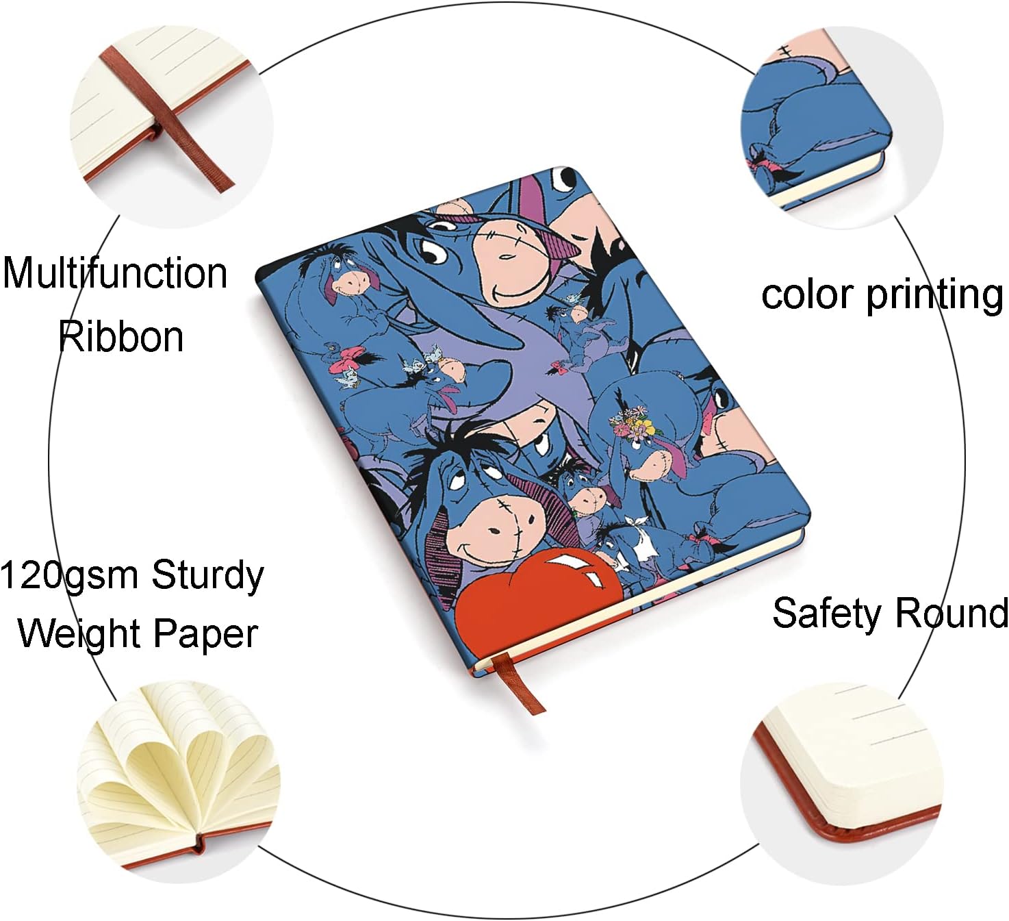 Pooh Bear – Cuaderno de cuero para mujeres y hombres, dibujos animados, amantes de la animación, regalos de amistad, cumpleaños, graduación, para