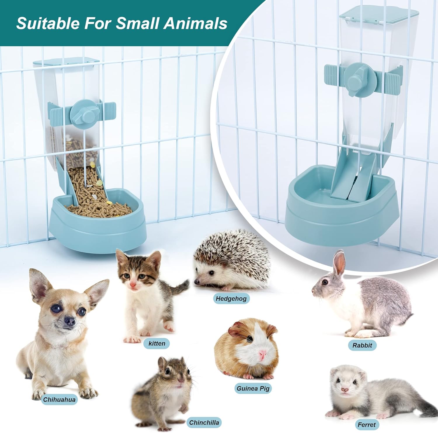 Comedero colgante de alimentos para mascotas para jaulas y jaulas, alimentador de jaula para mascotas para animales pequeños, gatos, cachorros,
