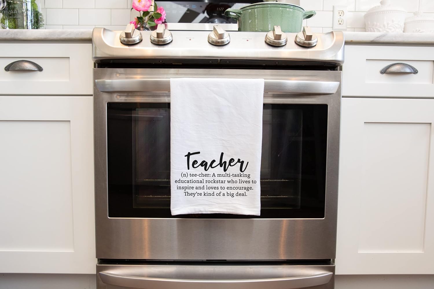 Handmade Teacher Kitchen Towel – Definition of a Teacher – 100% Cotton Hand Towel for Teacher Appreciation – 28×28 Inch Perfect Teacher Gifts from