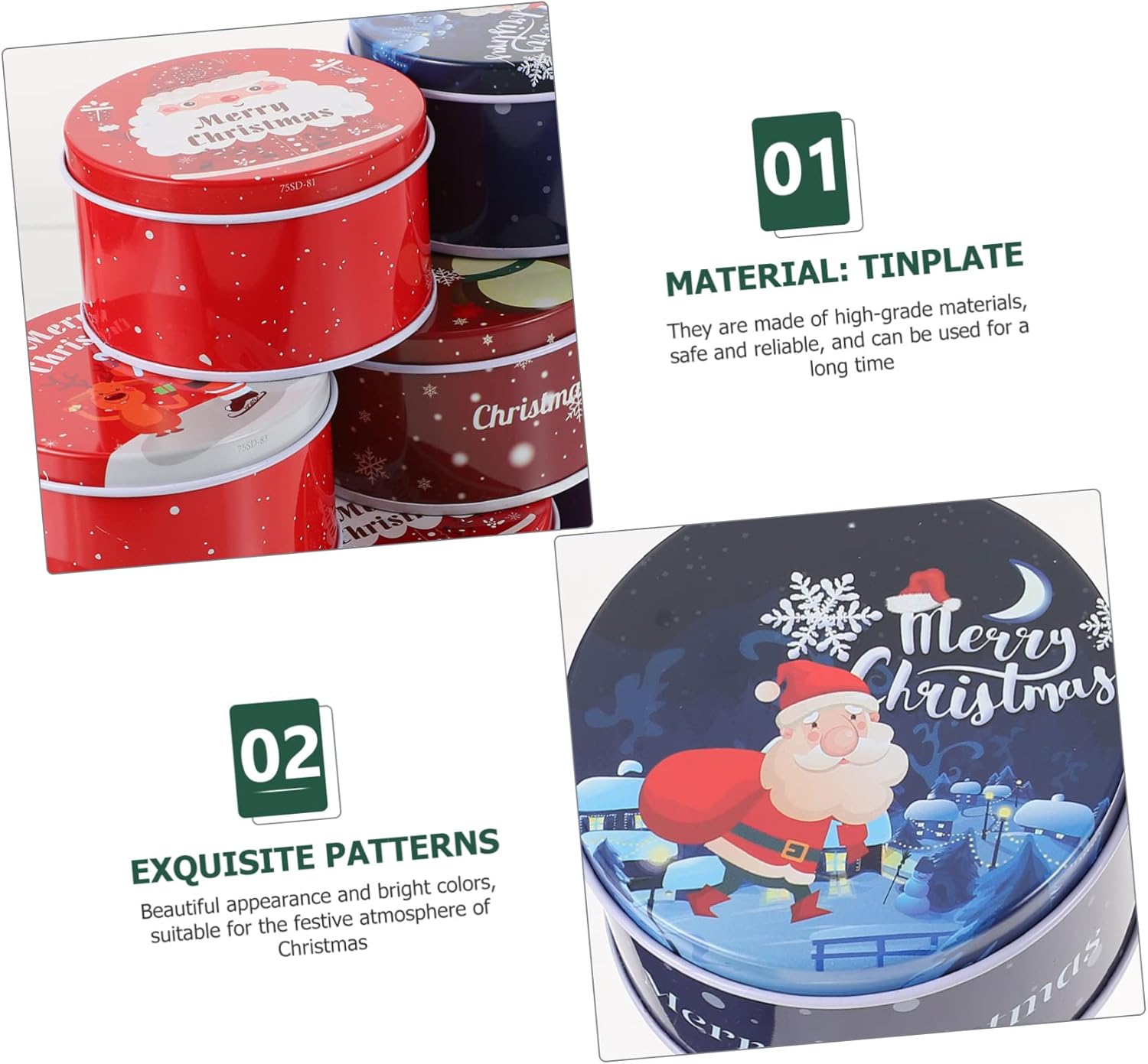 Abaodam 36 cajas de tarro de caramelo de Navidad, pequeños tarros de dulces con tapas, latas de galletas festivas, lata de galletas de Navidad, lata