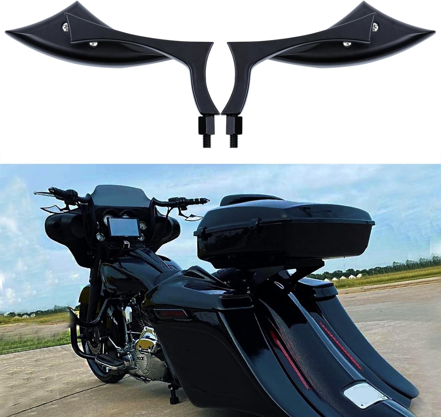 Espejos retrovisores laterales de motocicleta de 0.315 in y 0.394 in compatibles con Harley Sportster Custom Iron 883 Road King Street Softail