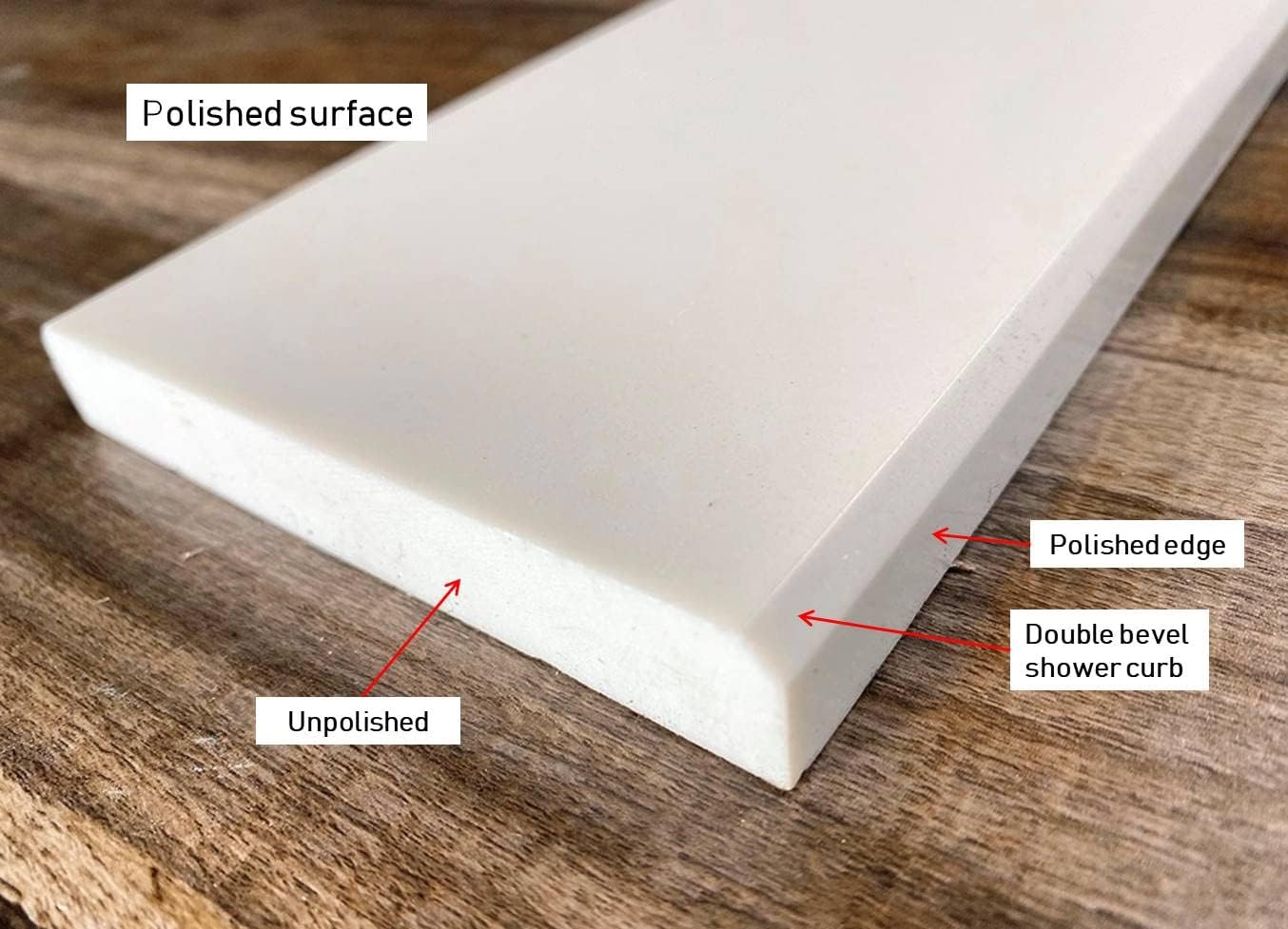 Sillín de umbral de piso de mármol blanco sólido pulido, para acera de ducha, protector contra salpicaduras de tocador de baño, alféizar de ventana,