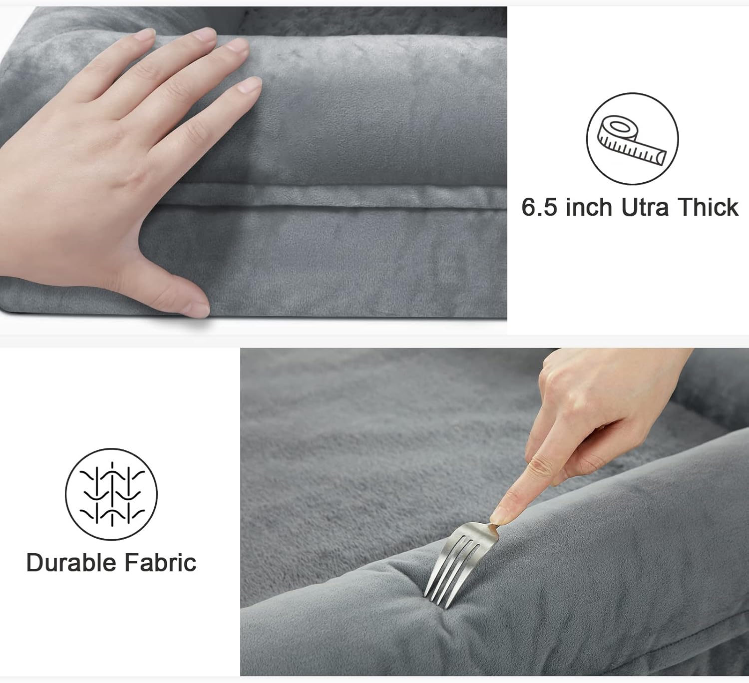 Cama grande para perro, cama ortopédica gris oscuro, cama impermeable para perro con funda extraíble, sofá cama suave extraíble de 4 lados con parte