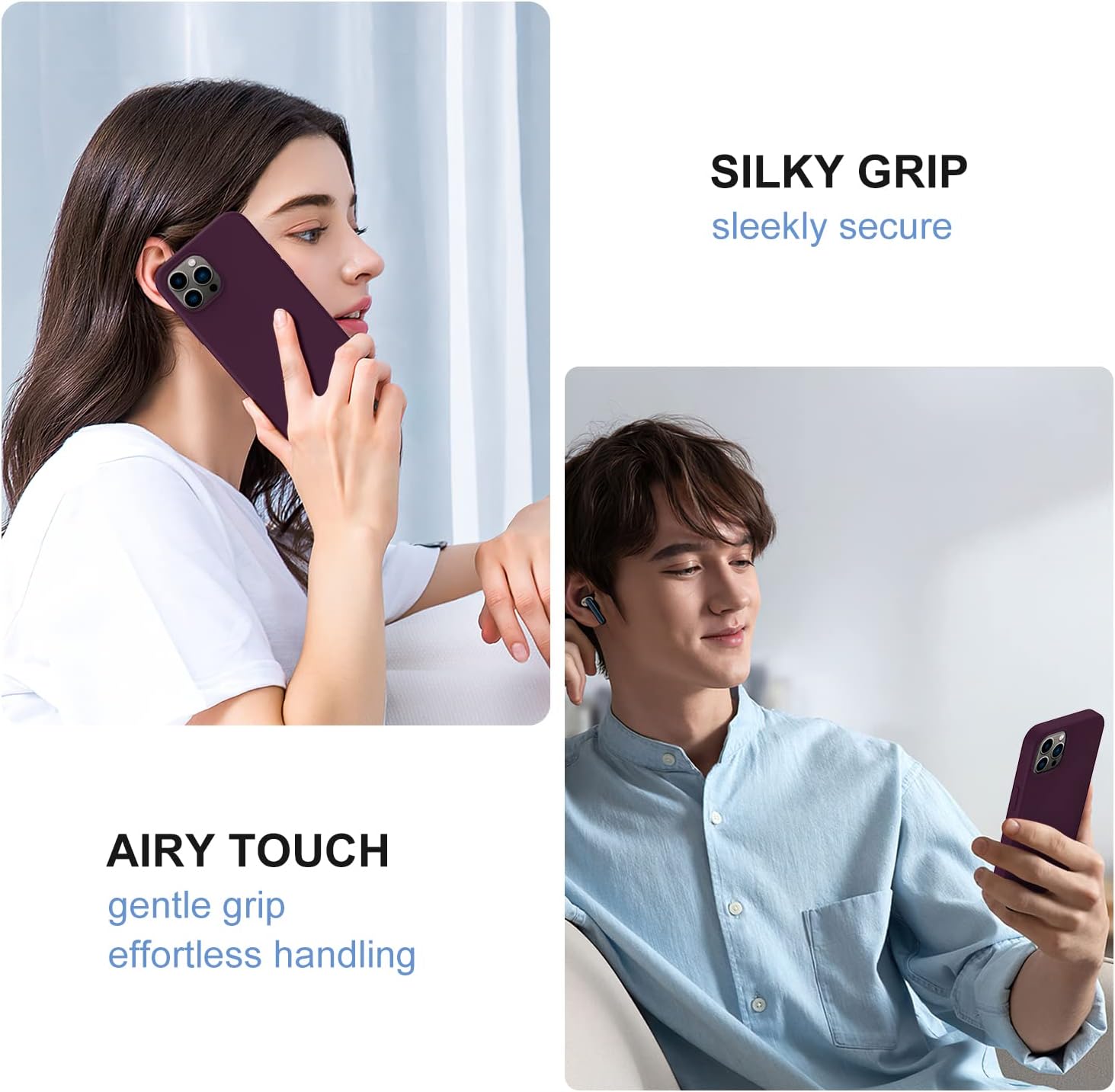 FUNMIKO Funda compatible con iPhone 13 Pro Max con protector de pantalla, funda de silicona líquida sedosa, forro de microfibra suave a prueba de