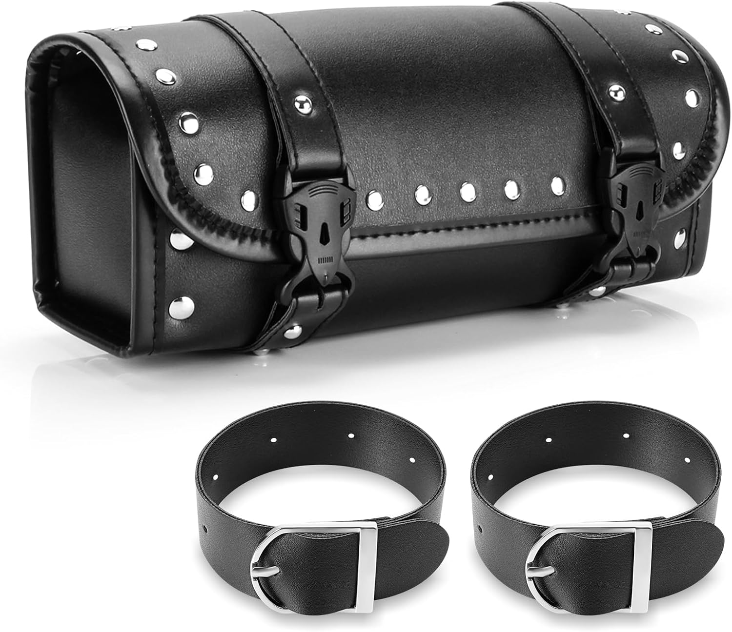 Bolsa de herramientas para motocicleta, universal, de piel sintética, para horquilla de motocicleta, alforja, bolsa de manubrio, bolsa de