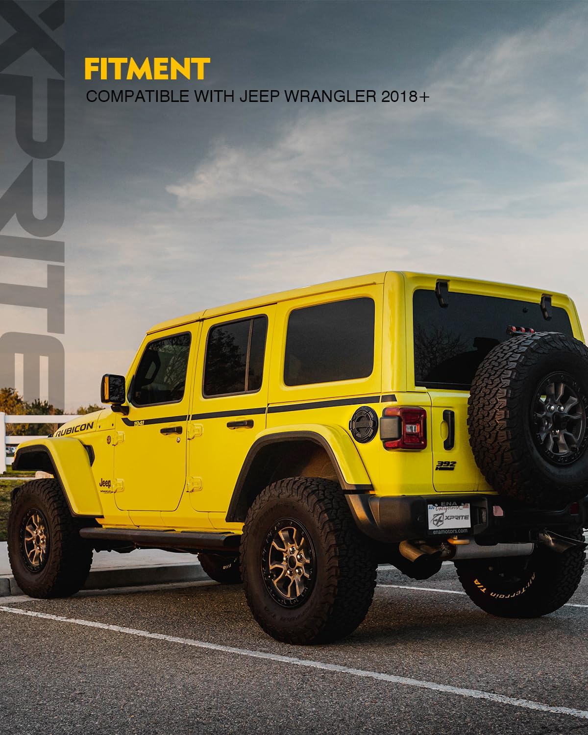 Xprite Cubierta de tapa de tanque de gasolina compatible con Jeep Wrangler 2018-2023 JL y JLU de 2 y 4 puertas ilimitadas, patrón de rueda