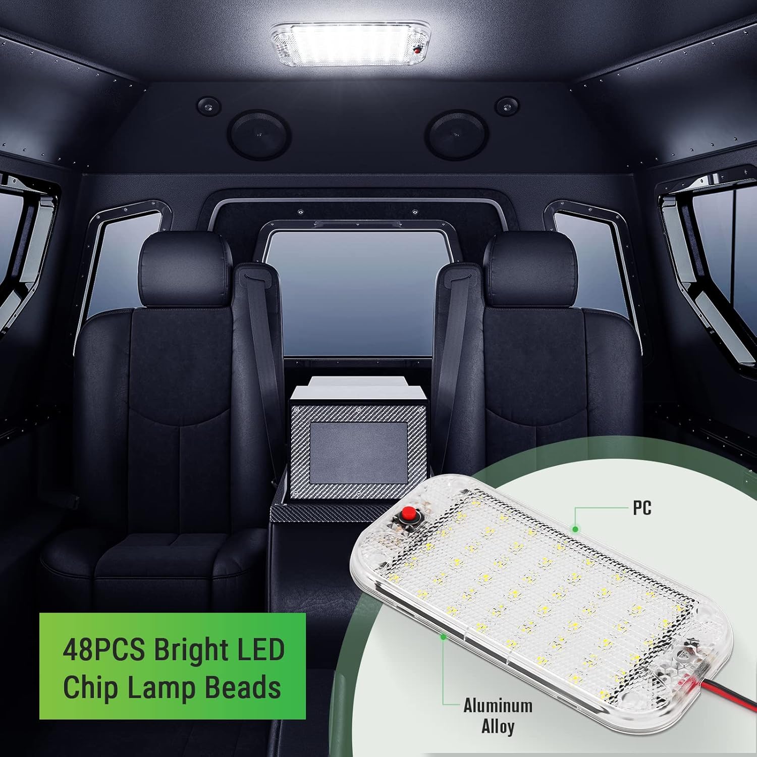 Luz LED de cúpula, iluminación interior de caravana de 12 V-85 V, 800 lúmenes, súper brillante, luz de techo LED para caravana con interruptor de