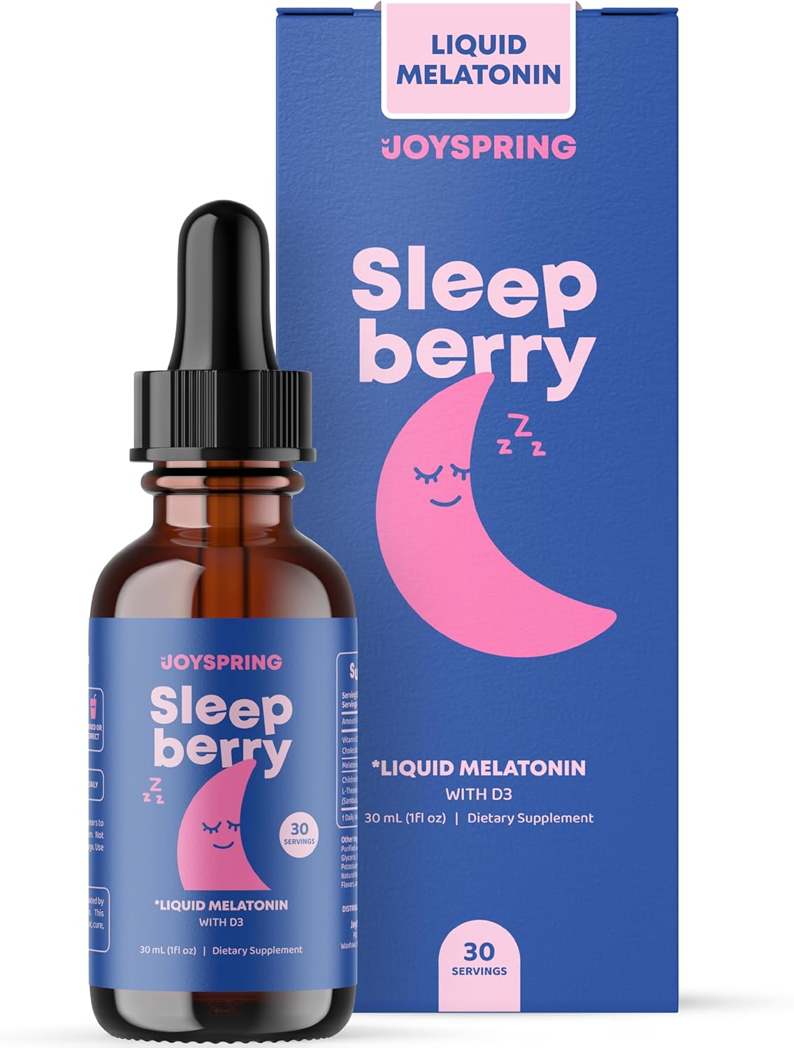 JoySpring Genius Drops – Suplemento cerebral para niños y melatonina SleepBerry para niños con saúco, melatonina líquida para apoyar el sueño de los