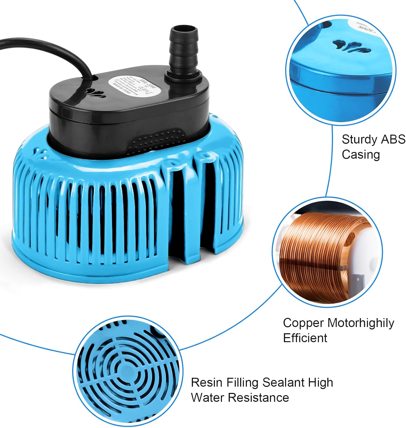 Bomba de cubierta de piscina sobre el suelo, bomba de sumidero sumergible de 850 GPH, bomba de agua para drenaje de piscina, con manguera de drenaje