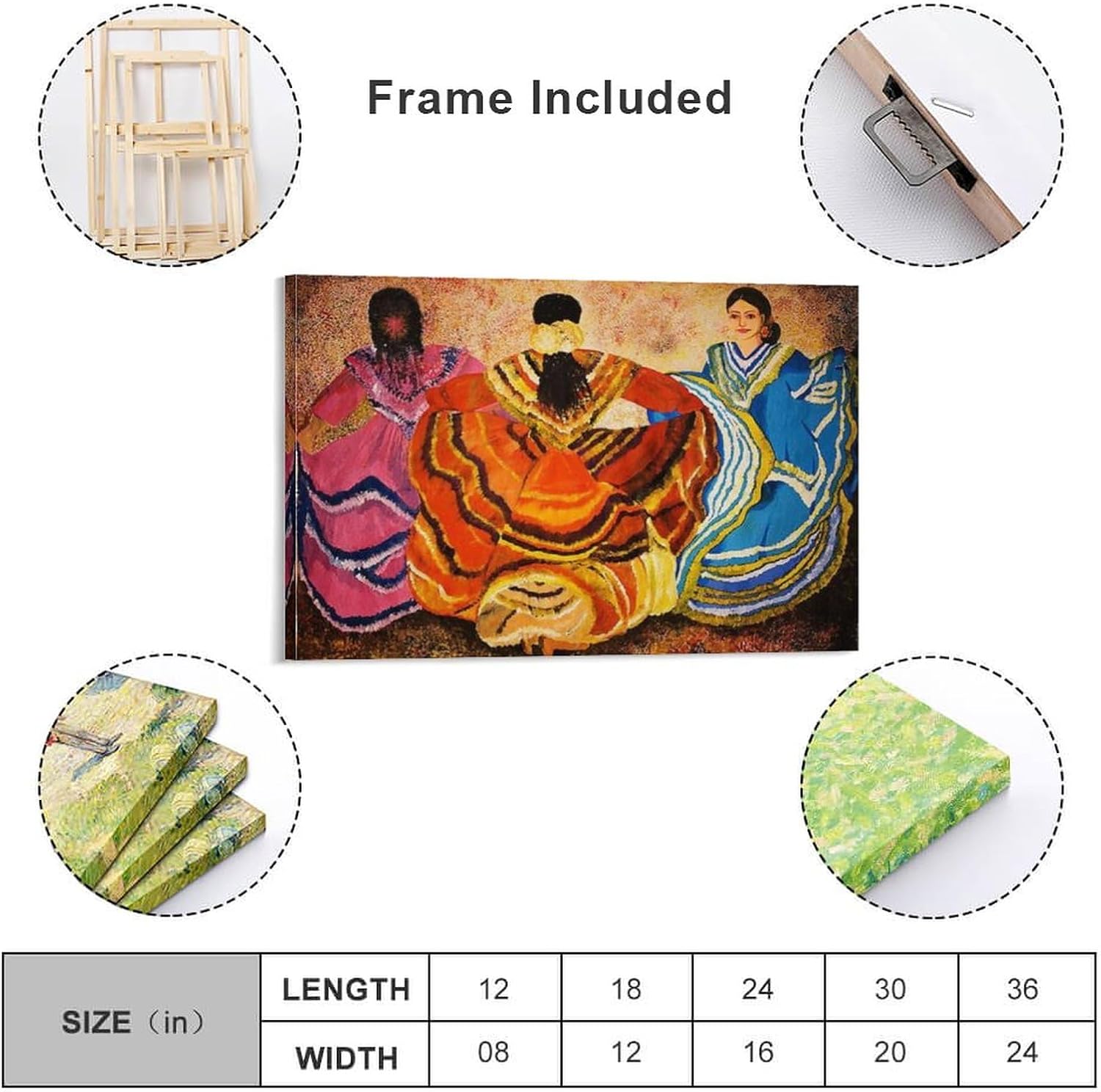 AAHARYA Lienzo artístico mexicano, arte nativo americano, pintura en lienzo, póster de arte de pared para dormitorio, sala de estar, decoración de