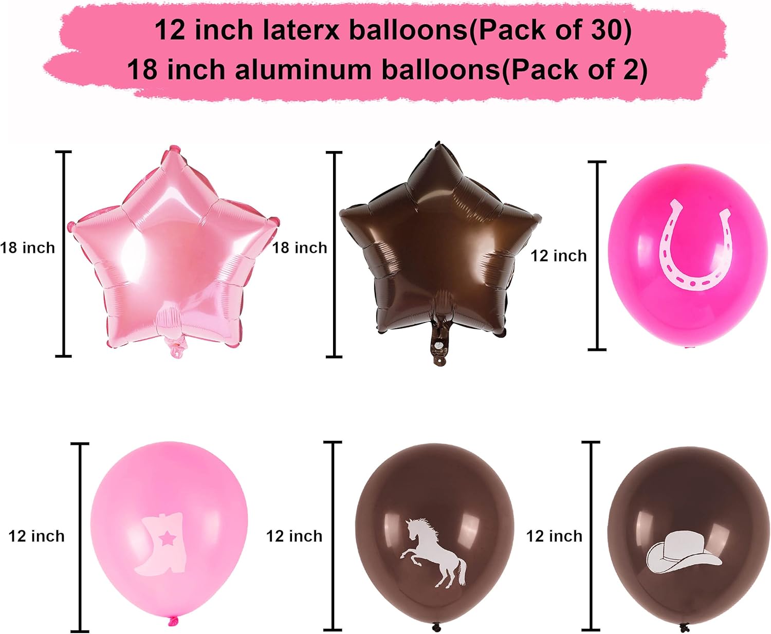 Decoraciones de fiesta de cumpleaños con temática de vaquera occidental, color rosa y marrón para niñas, pancarta de guirnalda de caballo de
