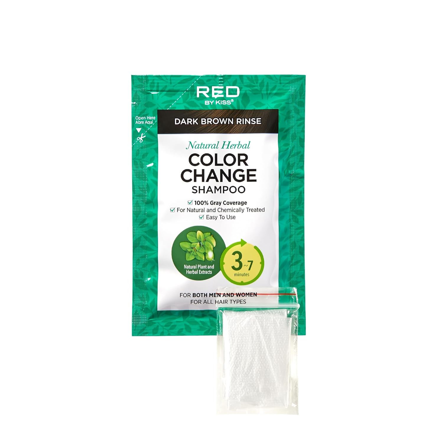 Red by Kiss Quick Cover – Champú natural con cambio de color a base de hierbas, 3 bolsas (paquete de 2, #champú y rímel (negro natural)
