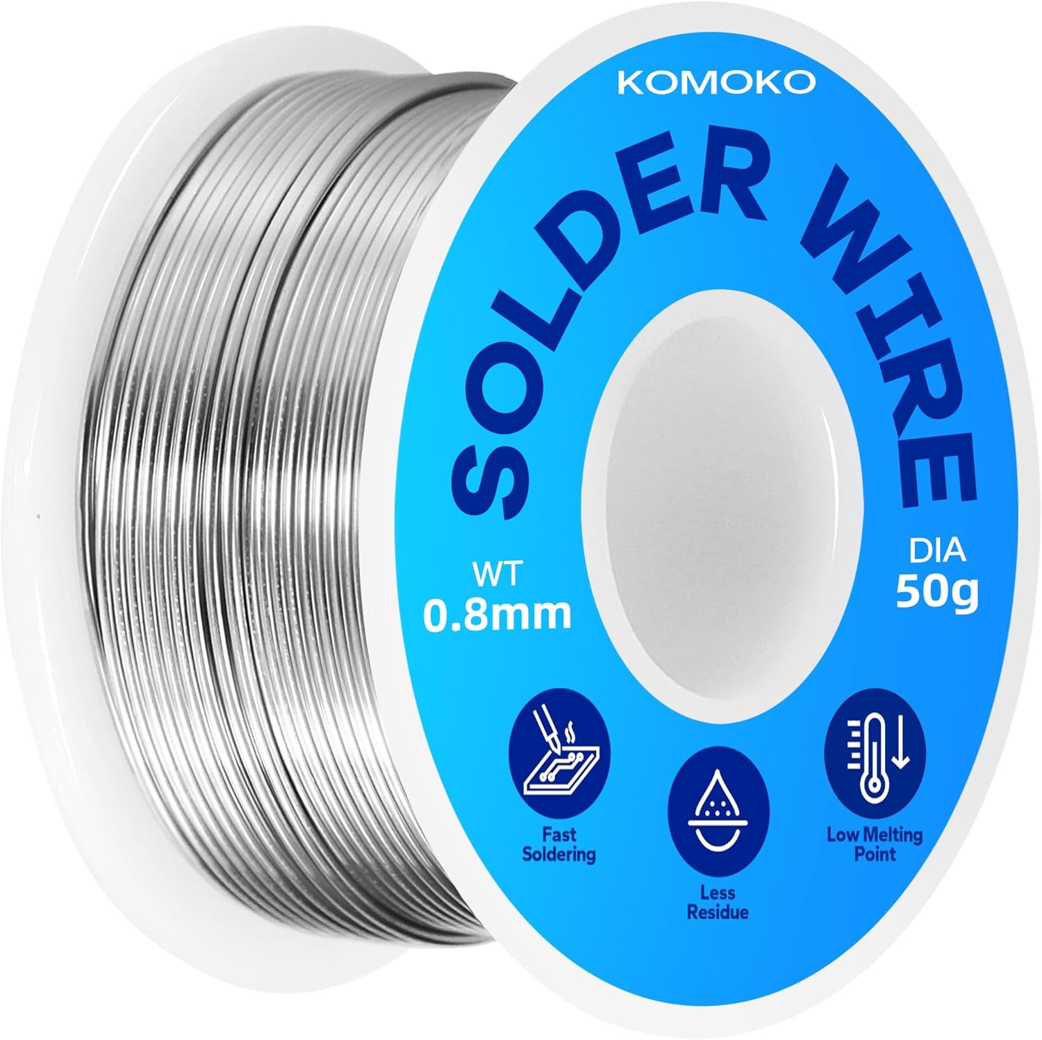 Komoko Alambre de soldadura de núcleo de colofonia (0.031 in, 1.76 oz), alambre de soldadura, soldadura líquida, adecuado para soldadura